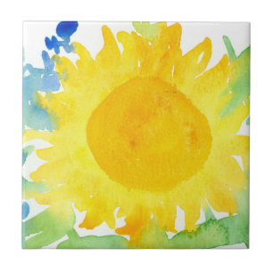 Carreau Tournesol Aquarelle Fleur Royal Blue Snapdragon