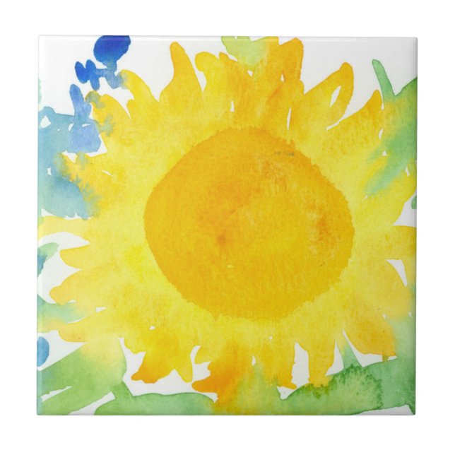 Carreau Tournesol Aquarelle Fleur Royal Blue Snapdragon (Devant)