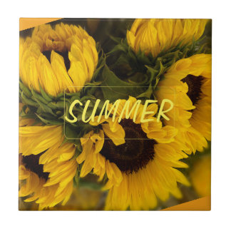 Carreau Tournesol doré Chaud Personnalisé