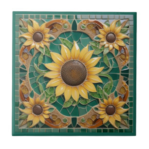 Carreau Tournesol Faux Mosaic Vert foncé