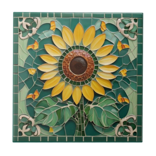 Carreau Tournesol Faux Mosaic Vert foncé (Devant)