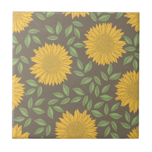 Carreau Tournesol Feuilles Vertes Fleurs Jolies Naturelles