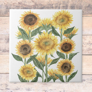 Carreau Tournesol floral aquarelle jaune
