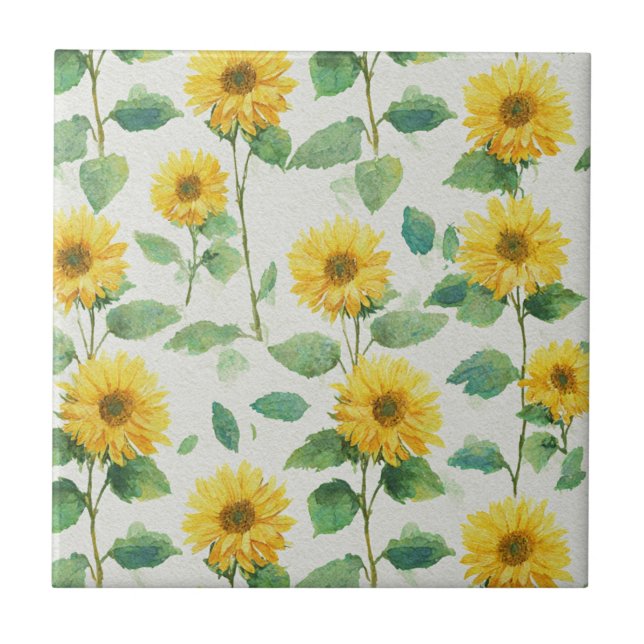 Carreau Tournesol rustique aquarelle floral maison de ferm (Devant)