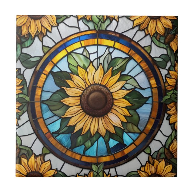 Carreau Tournesol Verre tendu Fleur de soleil (Devant)