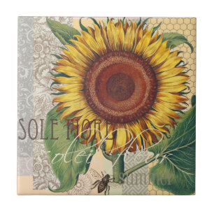 Carreau Tournesol Vintage Damas Fleur Art