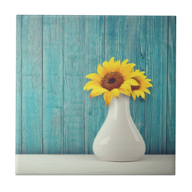 Carreau Tournesols dans un vase       (Devant)