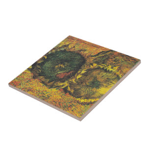 Carreau Tournesols de Van Gogh - Art floral doré vintage