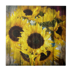 Carreau Tournesols en bois de pays occidental de grange