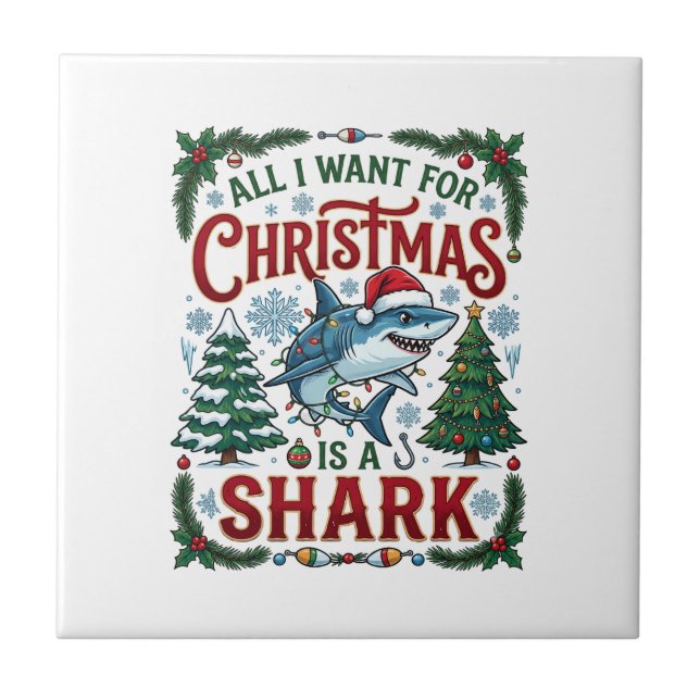 Carreau Tous veulent des arbres de Noël Shark (Devant)