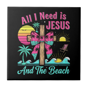 Carreau Tout ce dont j'ai besoin c'est Jésus et la plage