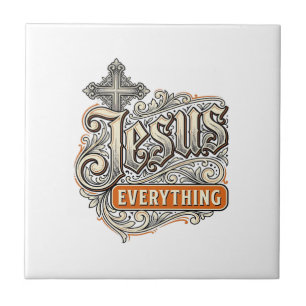 Carreau Tout Jésus Vintage Typographie Chrétienne Design