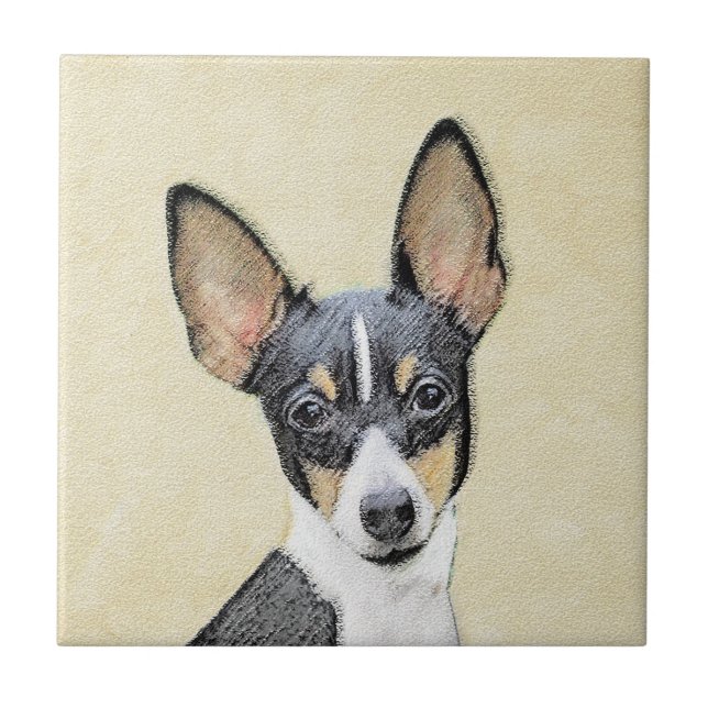 Carreau Toy Fox Terrier Peinture - Cute Original Dog Art (Devant)