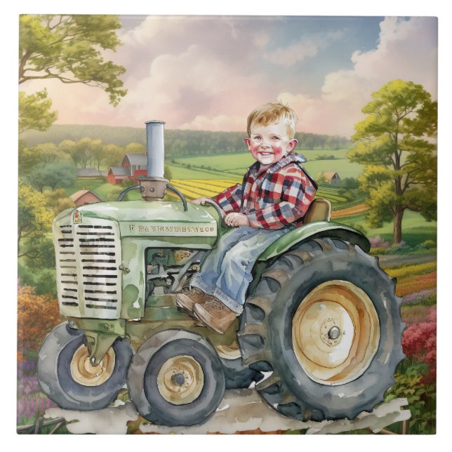Carreau tracteur pour enfant à la campagne (Devant)