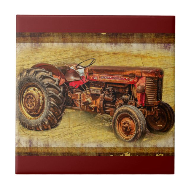 Carreau Tracteur rouge antique (Devant)