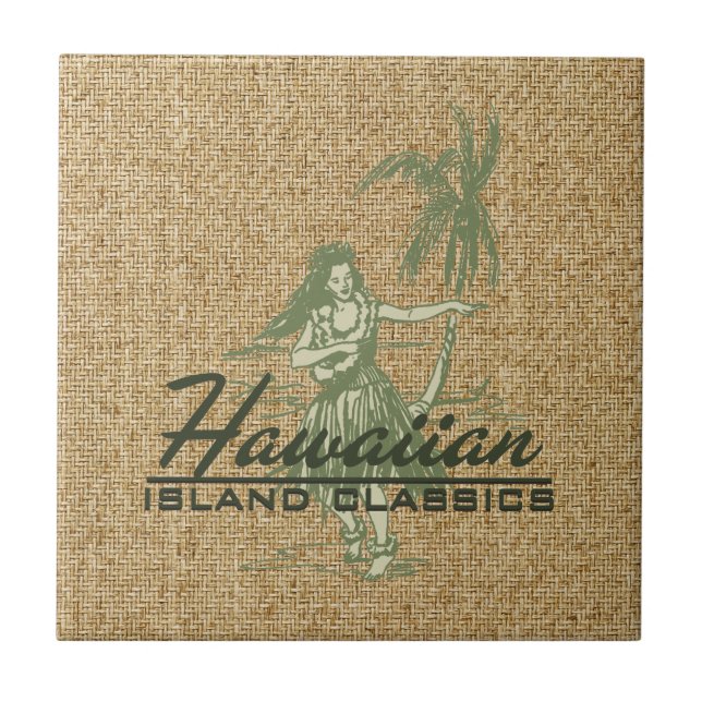 Carreau Tradewinds Hula Girl Hawaiian Tile Trivet (Devant)