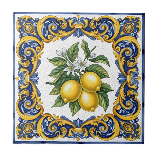 Carreau Traditional Mediterranean Majolica Lemon (Devant)
