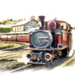 CARREAU TRAIN À VAPEUR<br><div class="desc">Le Pays de Galles, terre des petits trains à vapeur. Ces petits trains à vapeur gallois étaient principalement utilisés à l'origine pour le transport de l'ardoise des carrières. Une peinture à l'huile numérique.</div>