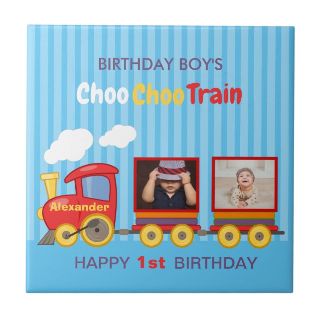 Carreau Train Jouet Toddler Boy Birthday Blue (Devant)