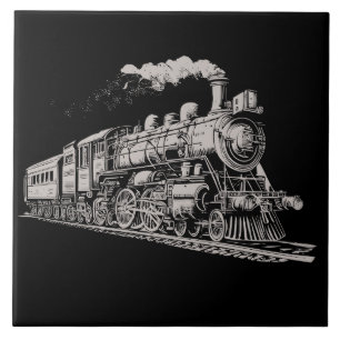 Carreau Train Vintage Graphisme Croquis Retro Steam