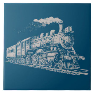 Carreau Train Vintage Graphisme Croquis Retro Steam