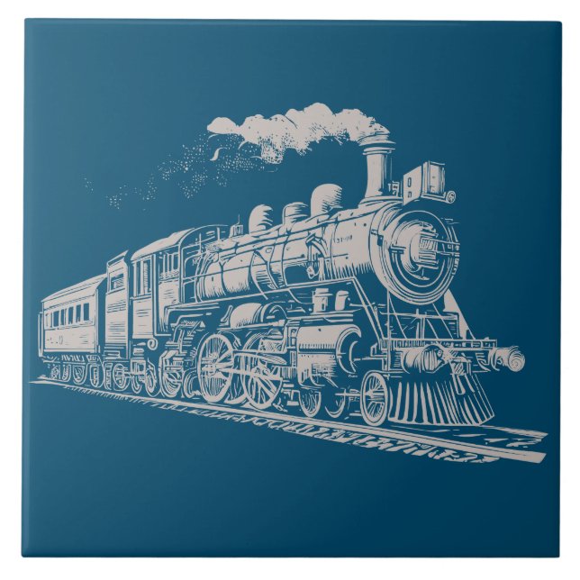 Carreau Train Vintage Graphisme Croquis Retro Steam (Devant)