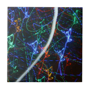 Carreau Traînées de Lumière Néon Photographie Abstraite. C