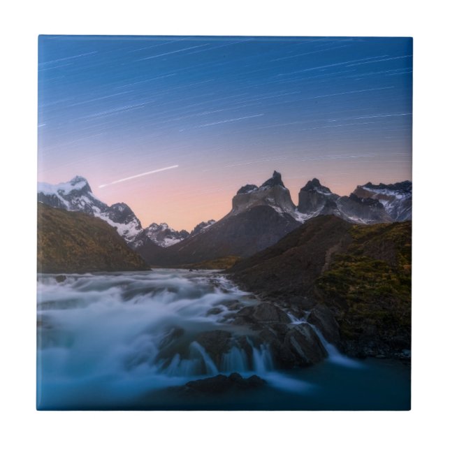 Carreau Traînées d'étoile au-dessus de Torres Del Paine (Devant)