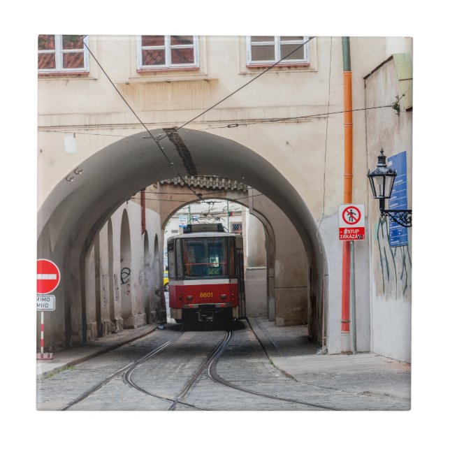 Carreau Tramway rouge dans la vieille ville de Prague - Ré (Devant)
