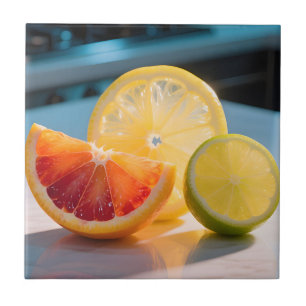 Carreau Tranches de Citron Vibrantes Grapefruit Citron Ver