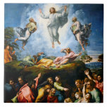 Carreau Transfiguration, Raphael<br><div class="desc">Raffaello Sanzio da Urbino (28 mars ou 6 avril 1483 - 6 avril 1520), connu sous le nom de Raphael était un peintre italien et architecte de la Haute Renaissance. Son travail est admiré pour sa clarté de forme, sa facilité de composition et sa réalisation visuelle de l'idéal néoplatonique de...</div>