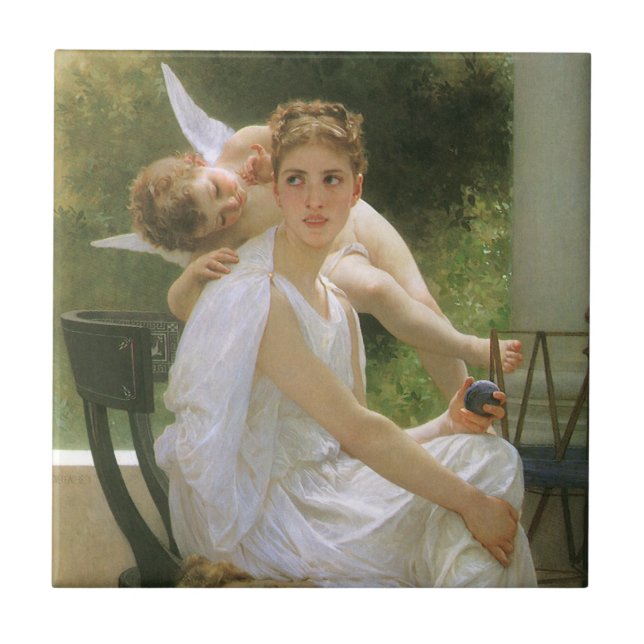 Carreau Travail interrompu par Bouguereau, Portrait d'ange (Devant)