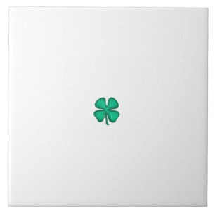 Carreau Trèfle irlandais à 4 feuilles, petite tuile blanch