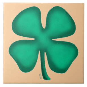 Carreau Trèfle irlandais Lucky 4 Leaf grande tuile beige