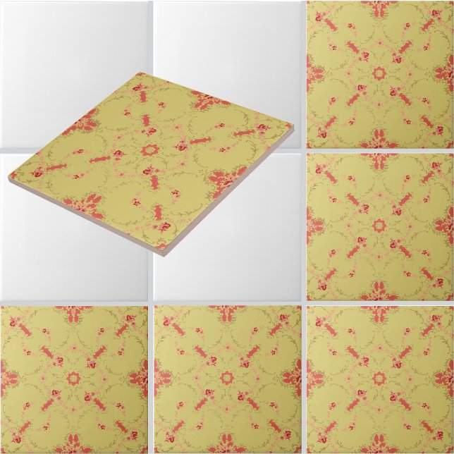 Carreau Treillis de roses roses avec motif de médaillon fl (Créateur téléchargé)