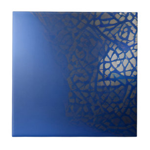 Carreau Trellis de mosaïque marocaine bleu indigo géométri