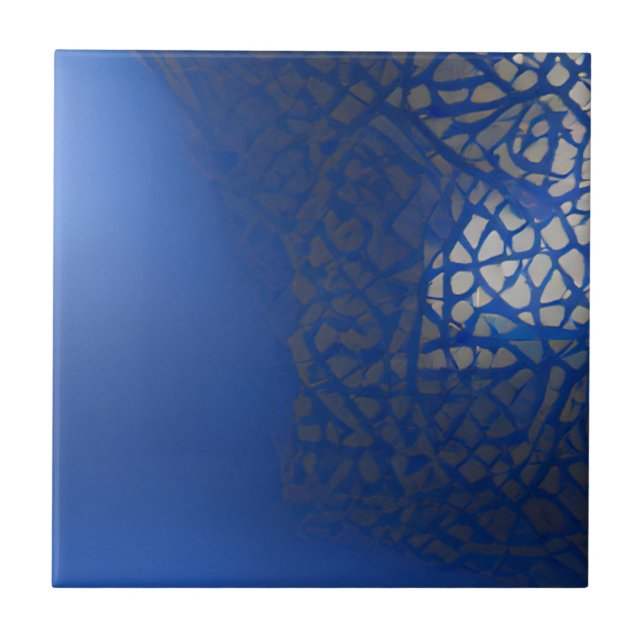 Carreau Trellis de mosaïque marocaine bleu indigo géométri (Devant)