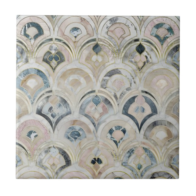 Carreau Trellis marocain Marbre blanc et or Céramique Til (Devant)