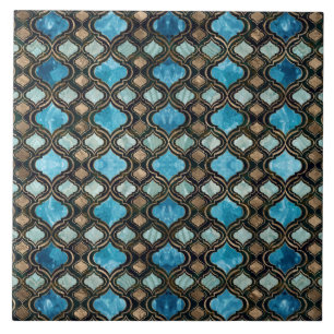 Carreau Trellis marocain Textures de cristal bleu