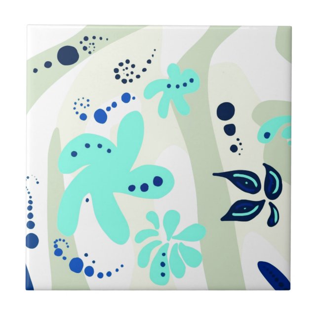 Carreau Trending abstrait Motif couleur claire floral blob (Devant)