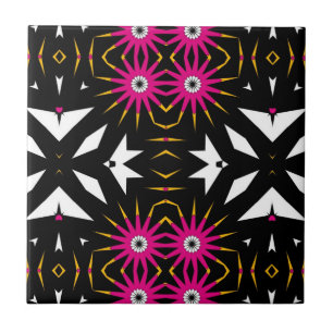 Carreau Trendy Tribal Abstrait noir & rose géométrique