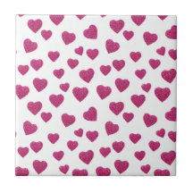 Trendy Valentine Pink Glitter Hearts on White