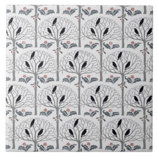 Carreau Trépied de tuile d'art de Noël de motif de freux