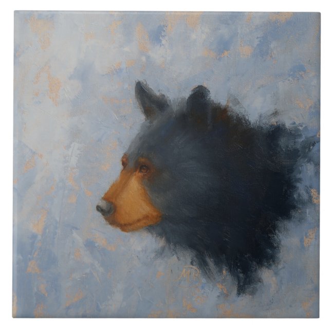 Carreau Trépied en céramique d'ours noir (Devant)