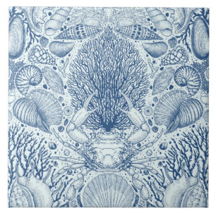 Carreau Trésors de plage en bleu