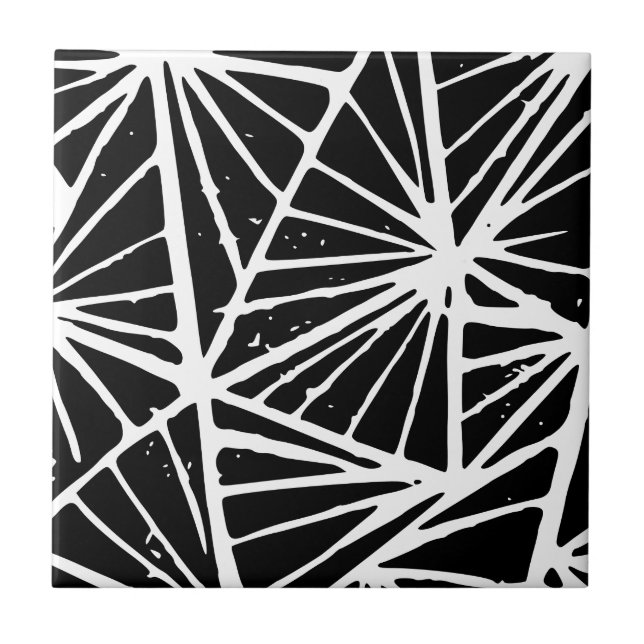 Carreau Triangles Abstraits noir et blanc Coupe Lino (Devant)