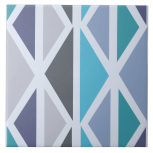 Carreau Triangles d'art géométrique rétro gris turquoise