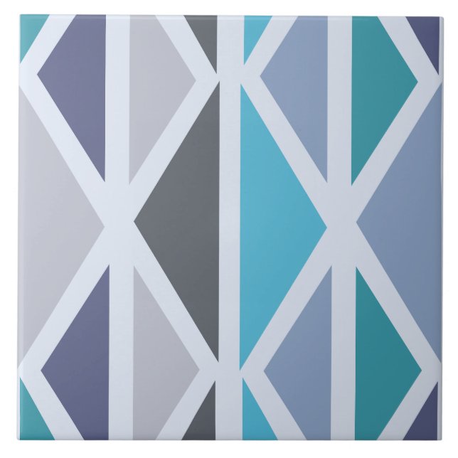 Carreau Triangles d'art géométrique rétro gris turquoise (Devant)