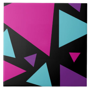 Carreau Triangles en rose, violet, bleu et noir