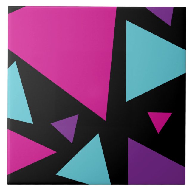 Carreau Triangles en rose, violet, bleu et noir (Devant)
